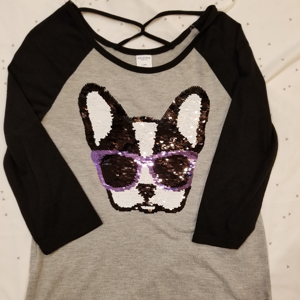Barely worn Sparkly Frenchi Decal Shirt